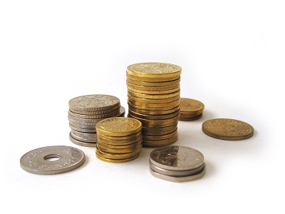 three stacks of coins