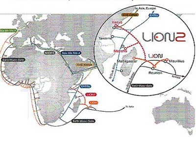 A map showing the location of the LION2 cable