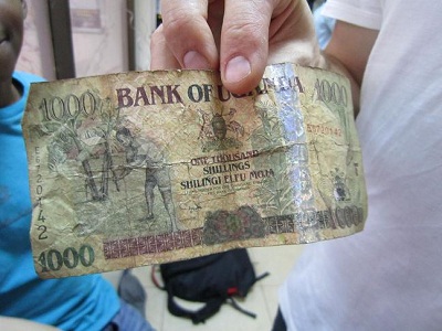 Closeup of Ugandan 1000 shilling note