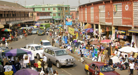 Busy market in Ghana